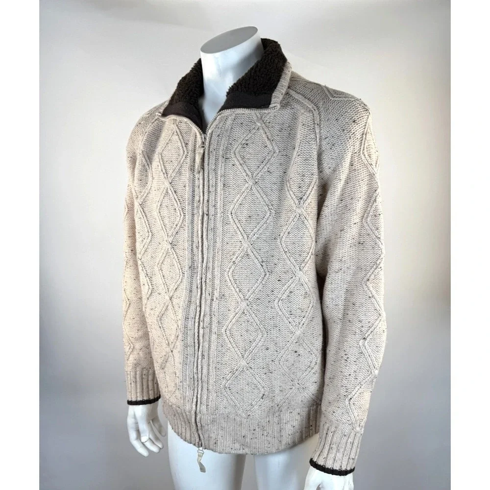 Johnston & Murphy Wool Fisherman Cardigan Mens XL Sherpa Heavyweight Jacket‎